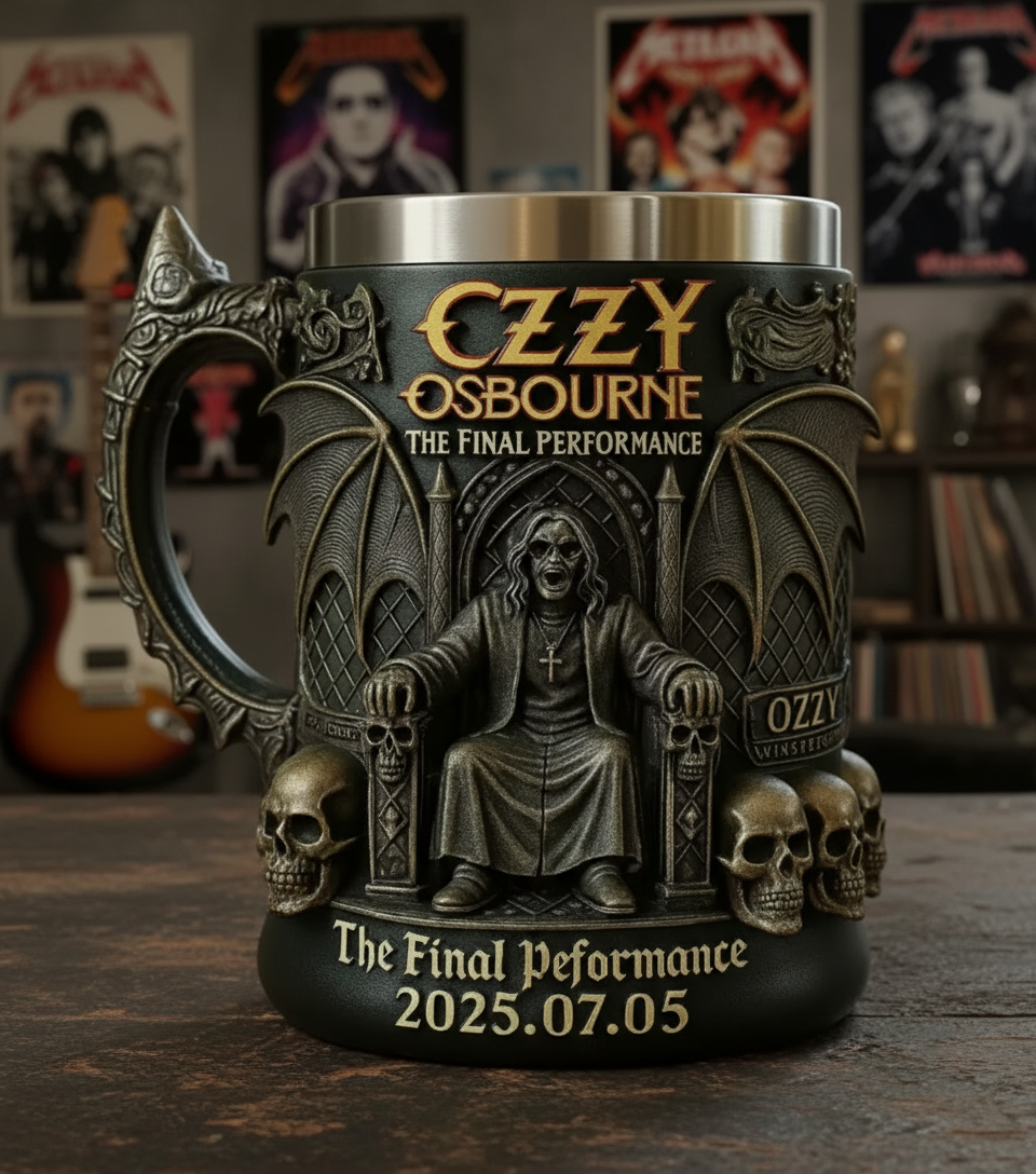 Ozzy Osbourne tankard front view in metalhead's room
